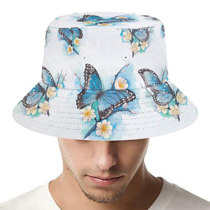 Blossom Blue Butterfly Pattern Print Bucket Hat