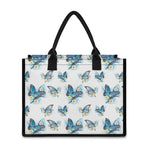Blossom Blue Butterfly Pattern Print Canvas Tote Bag