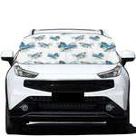 Blossom Blue Butterfly Pattern Print Car Windshield Snow Cover