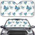 Blossom Blue Butterfly Pattern Print Car Windshield Sun Shade