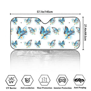 Blossom Blue Butterfly Pattern Print Car Windshield Sun Shade