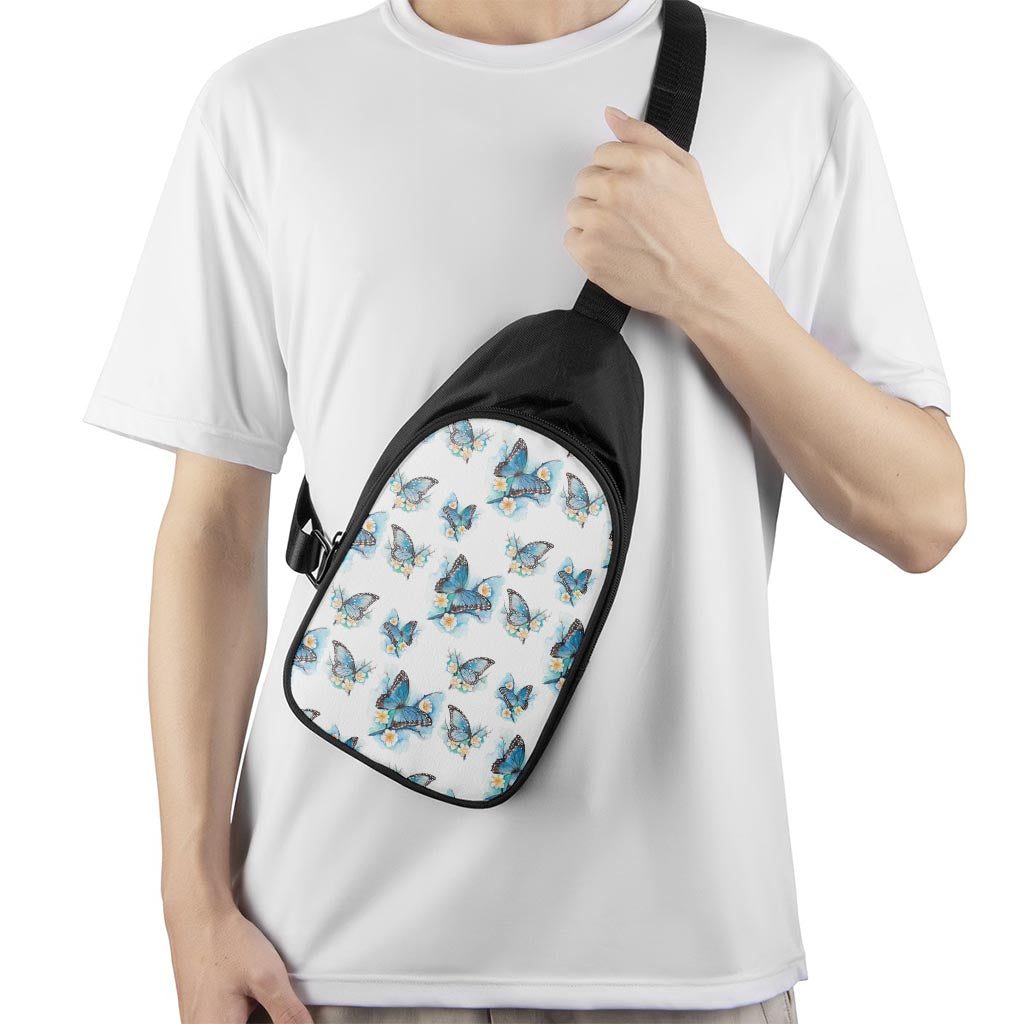 Blossom Blue Butterfly Pattern Print Chest Bag