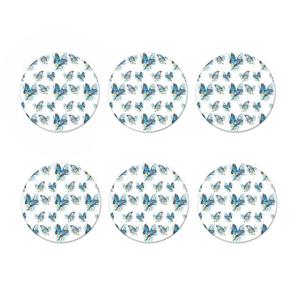 Blossom Blue Butterfly Pattern Print Coaster Set
