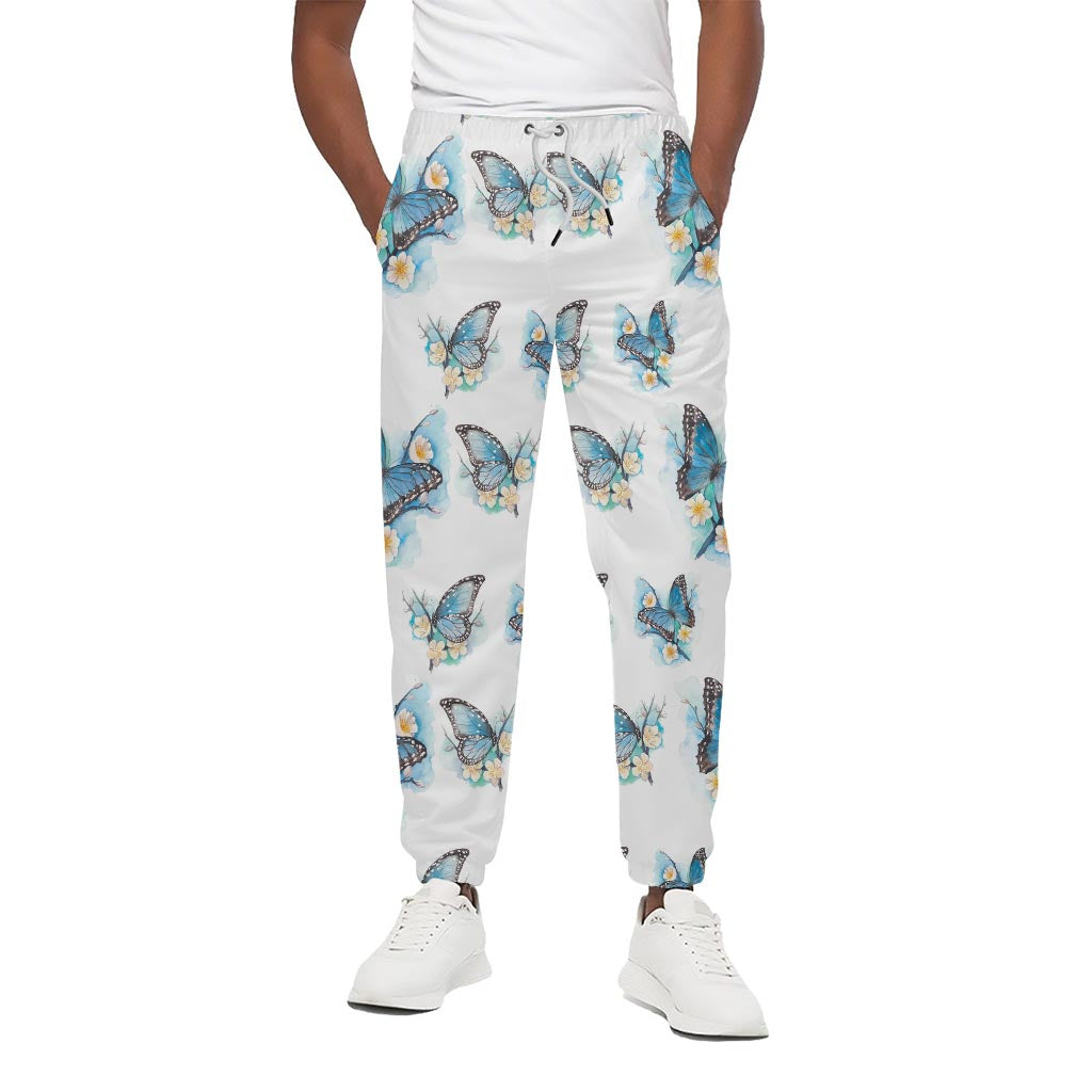 Blossom Blue Butterfly Pattern Print Cotton Pants