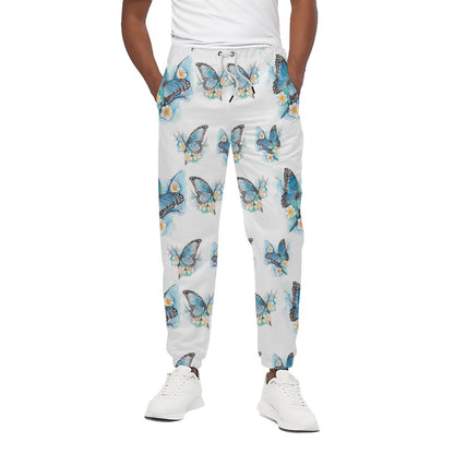Blossom Blue Butterfly Pattern Print Cotton Pants