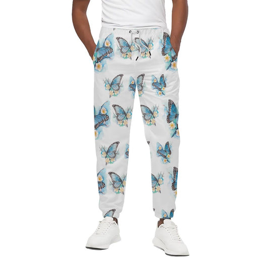 Blossom Blue Butterfly Pattern Print Cotton Pants