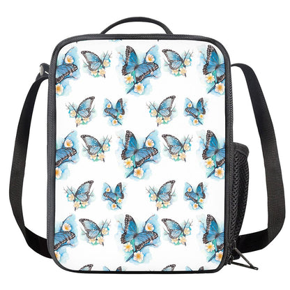 Blossom Blue Butterfly Pattern Print Crossbody Lunch Bag