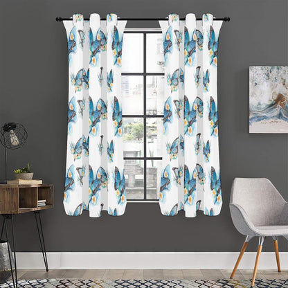 Blossom Blue Butterfly Pattern Print Curtain