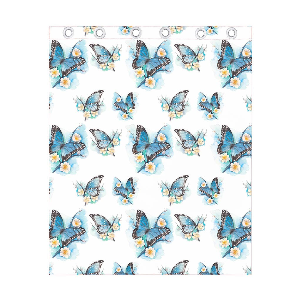 Blossom Blue Butterfly Pattern Print Curtain