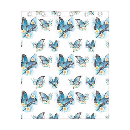 Blossom Blue Butterfly Pattern Print Curtain