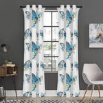 Blossom Blue Butterfly Pattern Print Curtain
