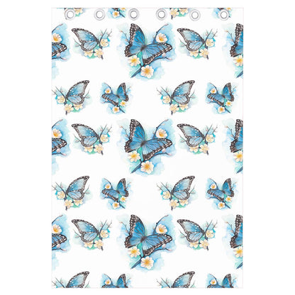 Blossom Blue Butterfly Pattern Print Curtain