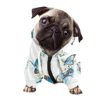 Blossom Blue Butterfly Pattern Print Dog Zip Up Hoodie