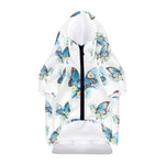 Blossom Blue Butterfly Pattern Print Dog Zip Up Hoodie