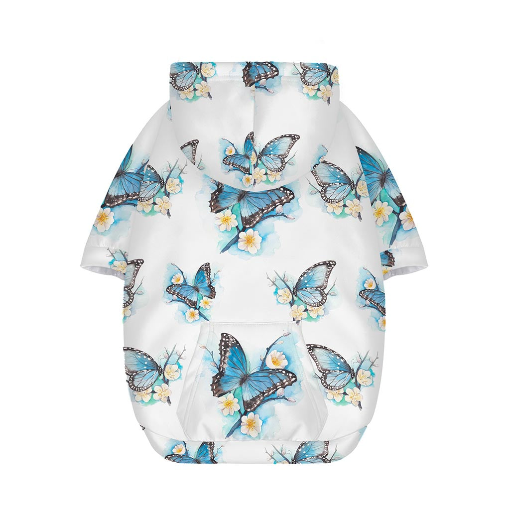 Blossom Blue Butterfly Pattern Print Dog Zip Up Hoodie
