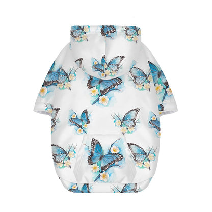 Blossom Blue Butterfly Pattern Print Dog Zip Up Hoodie