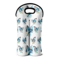 Blossom Blue Butterfly Pattern Print Double Neoprene Wine Tote