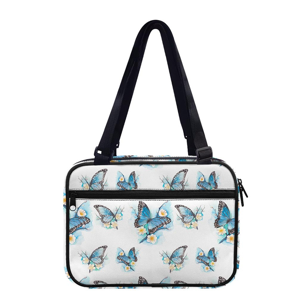 Blossom Blue Butterfly Pattern Print Double Strap Bible Bag