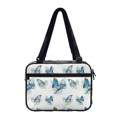 Blossom Blue Butterfly Pattern Print Double Strap Bible Bag