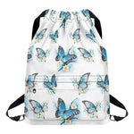 Blossom Blue Butterfly Pattern Print Drawstring Backpack