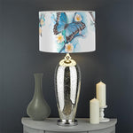 Blossom Blue Butterfly Pattern Print Drum Lamp Shade
