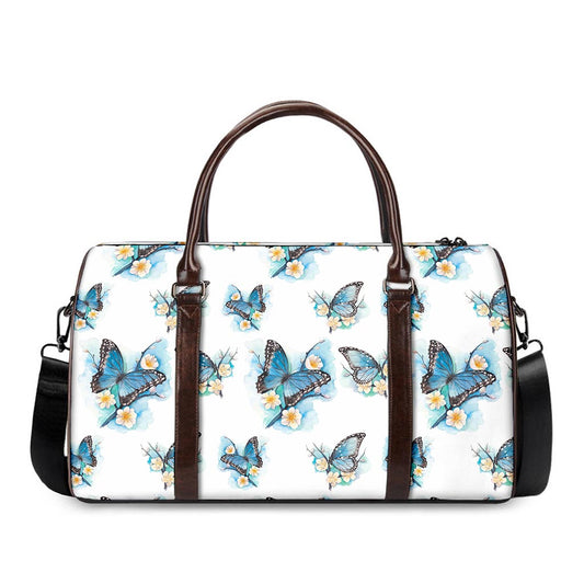 Blossom Blue Butterfly Pattern Print Duffle Bag