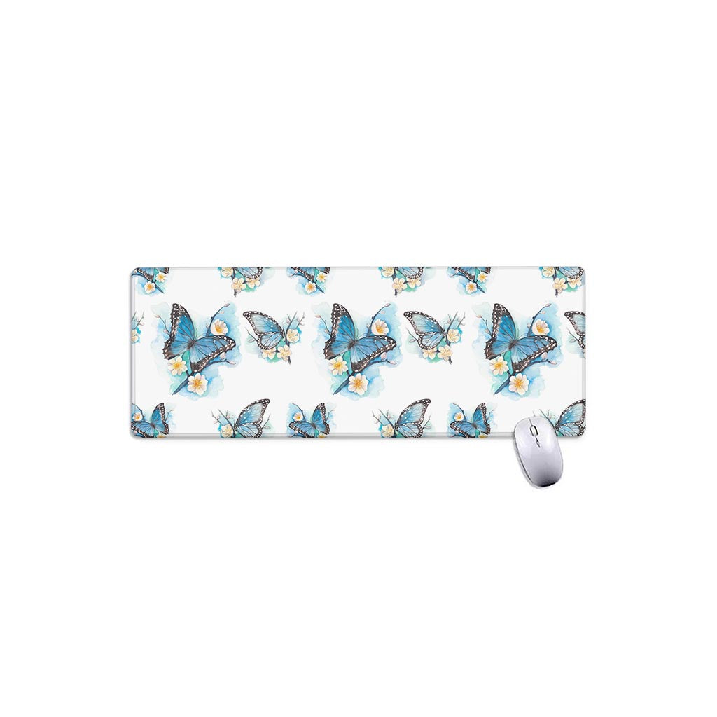 Blossom Blue Butterfly Pattern Print Extended Mouse Pad