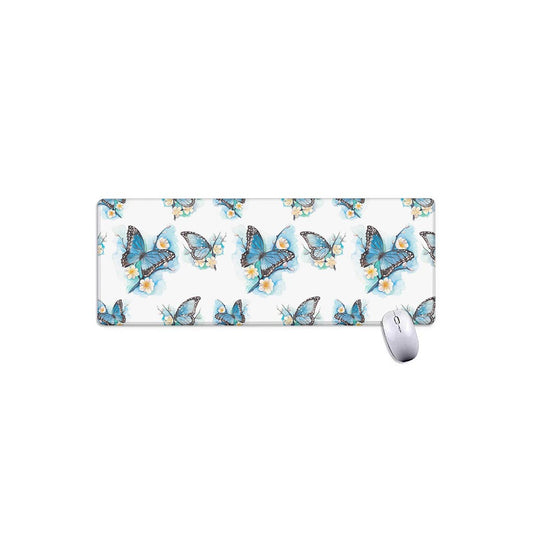 Blossom Blue Butterfly Pattern Print Extended Mouse Pad