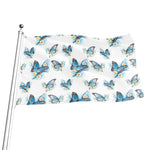 Blossom Blue Butterfly Pattern Print Flag