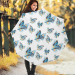 Blossom Blue Butterfly Pattern Print Foldable Umbrella
