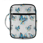 Blossom Blue Butterfly Pattern Print Front Pocket Bible Bag