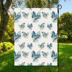 Blossom Blue Butterfly Pattern Print Garden Flag