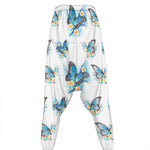 Blossom Blue Butterfly Pattern Print Hammer Pants