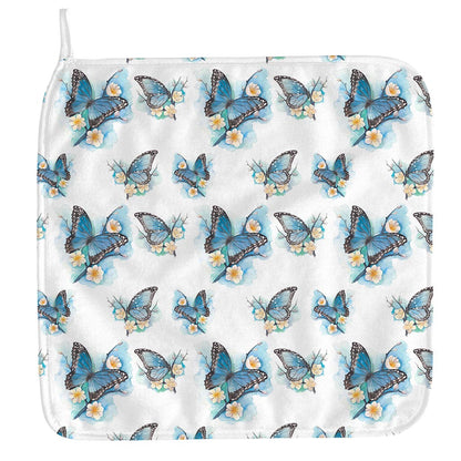 Blossom Blue Butterfly Pattern Print Hand Towel
