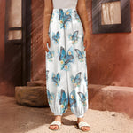 Blossom Blue Butterfly Pattern Print Harem Pants