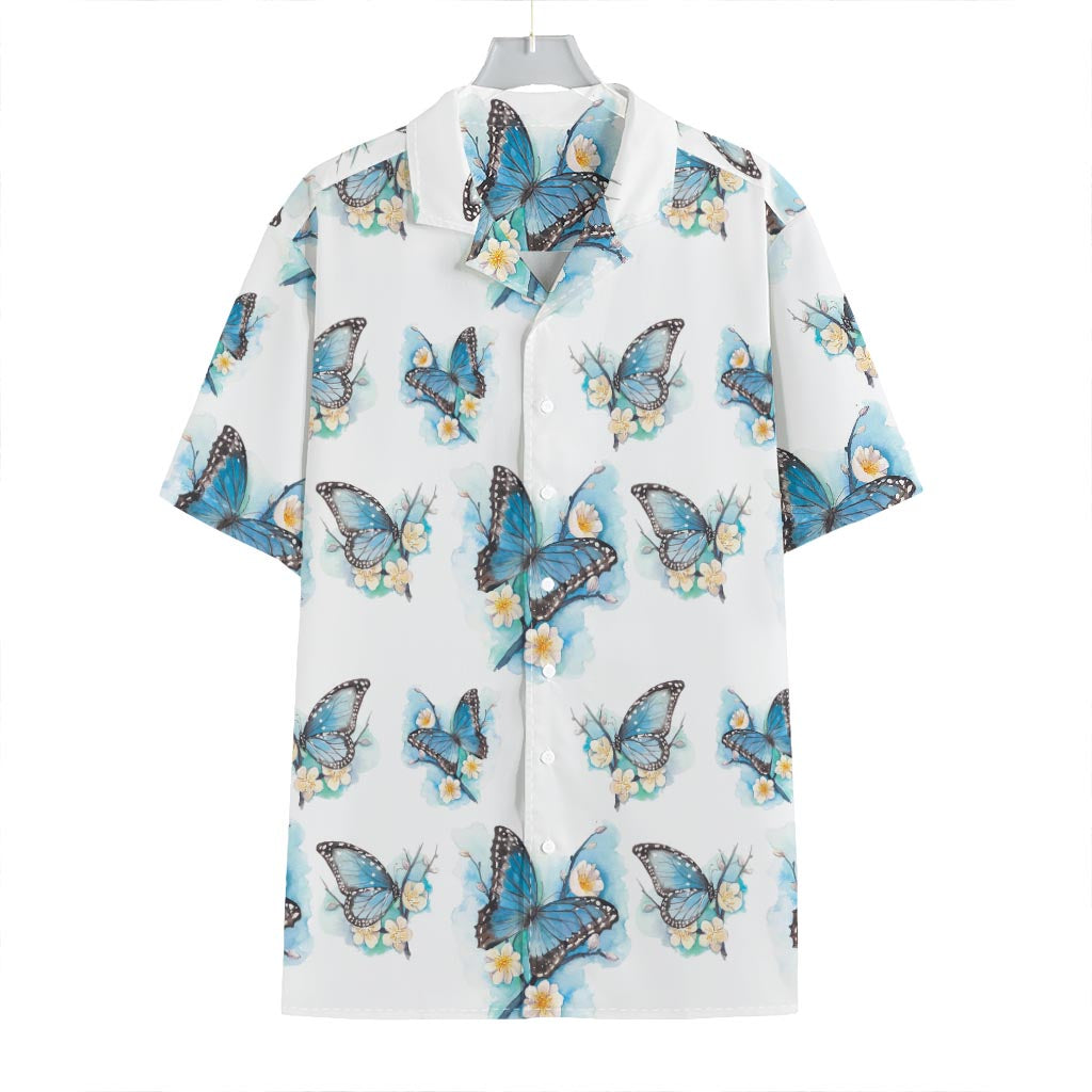 Blossom Blue Butterfly Pattern Print Hawaiian Shirt