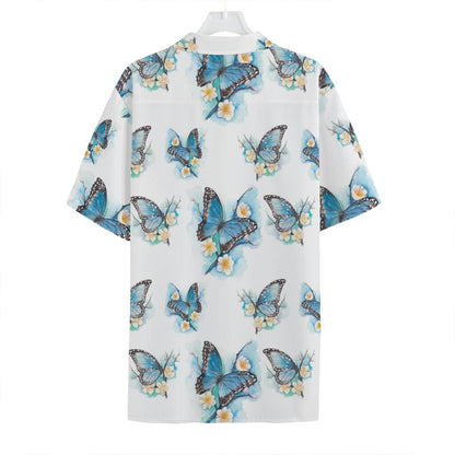 Blossom Blue Butterfly Pattern Print Hawaiian Shirt
