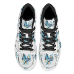 Blossom Blue Butterfly Pattern Print High Top Leather Sneakers