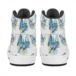 Blossom Blue Butterfly Pattern Print High Top Leather Sneakers