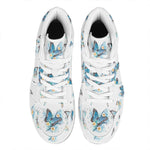 Blossom Blue Butterfly Pattern Print High Top Leather Sneakers