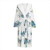 Blossom Blue Butterfly Pattern Print Hooded Bathrobe