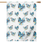 Blossom Blue Butterfly Pattern Print House Flag