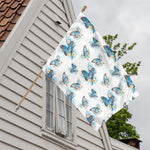 Blossom Blue Butterfly Pattern Print House Flag
