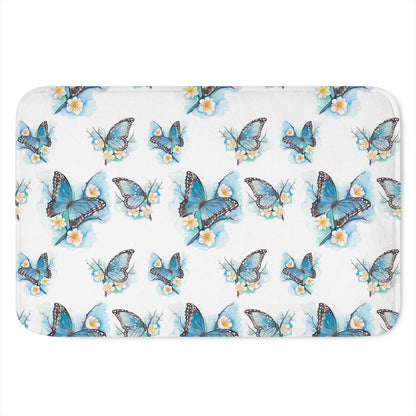 Blossom Blue Butterfly Pattern Print Indoor Door Mat
