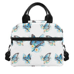 Blossom Blue Butterfly Pattern Print Insulated Lunch Bag