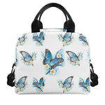 Blossom Blue Butterfly Pattern Print Insulated Lunch Bag