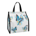 Blossom Blue Butterfly Pattern Print Insulated Lunch Tote