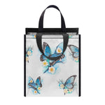 Blossom Blue Butterfly Pattern Print Insulated Lunch Tote