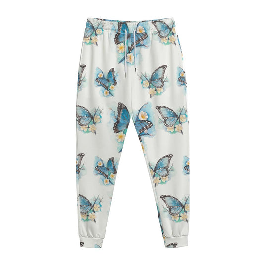 Blossom Blue Butterfly Pattern Print Jogger Pants