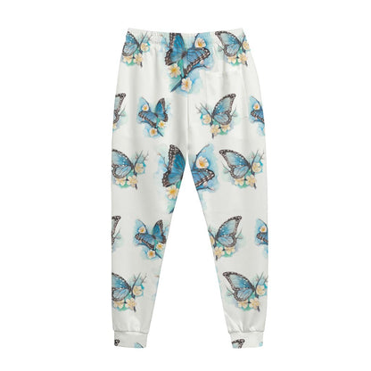 Blossom Blue Butterfly Pattern Print Jogger Pants